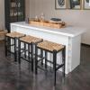 imageCreative CoOp Willowbrook Solid Wood and Natural Woven Seagrass Rope Counter Height Stool Honey Walnut FinishMahogany Black Finish