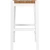 imageCreative CoOp Willowbrook Solid Wood and Natural Woven Seagrass Rope Counter Height Stool Honey Walnut FinishMatte White Finish