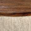 imageCreative CoOp Woven Cotton and Wool Blend TableStool with Oak Wood Legs and Reversible Top Natural and Cream