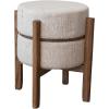 imageCreative CoOp Woven Cotton and Wool Blend TableStool with Oak Wood Legs and Reversible Top Natural and Cream