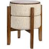 imageCreative CoOp Woven Cotton and Wool Blend TableStool with Oak Wood Legs and Reversible Top Natural and Cream