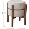 imageCreative CoOp Woven Cotton and Wool Blend TableStool with Oak Wood Legs and Reversible Top Natural and Cream