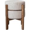 imageCreative CoOp Woven Cotton and Wool Blend TableStool with Oak Wood Legs and Reversible Top Natural and Cream
