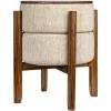 imageCreative CoOp Woven Cotton and Wool Blend TableStool with Oak Wood Legs and Reversible Top Natural and Cream