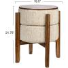 imageCreative CoOp Woven Cotton and Wool Blend TableStool with Oak Wood Legs and Reversible Top Natural and Cream