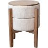 imageCreative CoOp Woven Cotton and Wool Blend TableStool with Oak Wood Legs and Reversible Top Natural and Cream