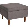 imageCreative CoOp Atley Upholstered Modern Ottoman with Storage and Solid Wood Legs Ash Grey Vegan LeatherGrey Fabric