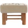 imageCreative CoOp Cotton Upholstered Stool with Floral Embroidery and Pine Wood Legs