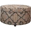 imageCreative CoOp Global Round Woven Jute Kilim Upholstered Storage 6 Pillows Set of 7 Pieces Multicolor Ottoman Natural