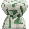 imageCreative CoOp Mango Wood and Cotton Jacquard Upholstered StoolOttoman with Geometric Pattern Green and Cream