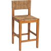 imageCreative CoOp Willowbrook Solid Wood and Natural Woven Seagrass Rope Counter Height Stool Honey Walnut FinishHoney Walnut Finish