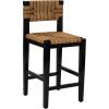 imageCreative CoOp Willowbrook Solid Wood and Natural Woven Seagrass Rope Counter Height Stool Honey Walnut FinishMahogany Black Finish