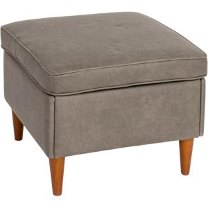 imageCreative CoOp Atley Upholstered Modern Ottoman with Storage and Solid Wood Legs Ash Grey Vegan LeatherGrey