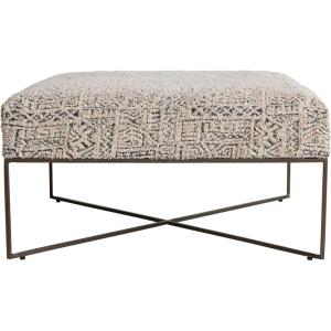 imageCreative CoOp Damask Upholstered Ottoman with Metal Frame Multicolor