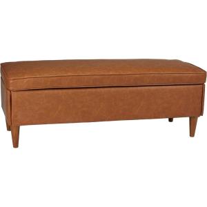 imageCreative CoOp Fabric Upholstered Bench with Storage BrownCognac Vegan Leather