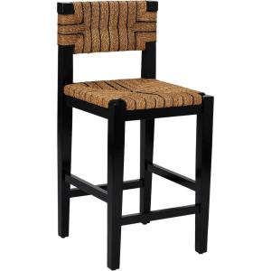 imageCreative CoOp Willowbrook Solid Wood and Natural Woven Seagrass Rope Counter Height Stool Honey Walnut FinishMahogany Black Finish