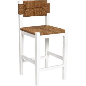 imageCreative CoOp Willowbrook Solid Wood and Natural Woven Seagrass Rope Counter Height Stool Honey Walnut FinishMatte White Finish