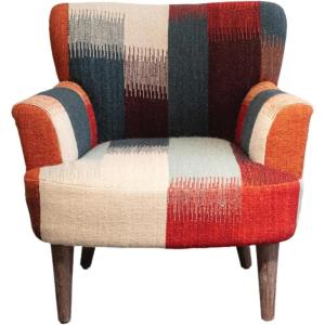 imageCreative CoOp Wool and Cotton Upholstered Arm Chair with Geometric Pattern Multicolor