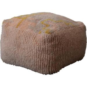 imageCreative CoOp Woven New Zealand Wool Shag Pouf with Design Multicolor