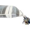 imageBlue Grey ampamp Cream Striped Cotton Blend Lumbar Pillow with Tassels