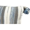 imageBlue Grey ampamp Cream Striped Cotton Blend Lumbar Pillow with Tassels