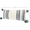 imageBlue Grey ampamp Cream Striped Cotton Blend Lumbar Pillow with Tassels