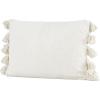 imageCream Cotton Woven Slub Pillow with Plush Tassels