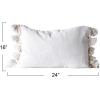 imageCream Cotton Woven Slub Pillow with Plush Tassels