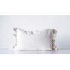 imageCream Cotton Woven Slub Pillow with Plush Tassels