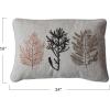 imageCreative CoOp Cotton Blend Printed Lumbar Pillow with Botanicals and Embroidery Multicolor