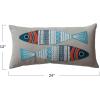 imageCreative CoOp Cotton Chambray Lumbar Pillow with Embroidered Fish Multicolor