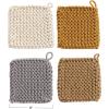 imageCreative CoOp Cotton Crocheted Square Pot Holders Set of 4 ColorsMuted Tones