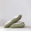 imageCreative CoOp Cotton Lumbar Pillow with Leaf Embroidery Green and CreamCover with Polyester Insert