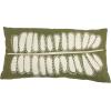 imageCreative CoOp Cotton Lumbar Pillow with Leaf Embroidery Green and CreamCover with Polyester Insert