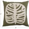 imageCreative CoOp Cotton Lumbar Pillow with Leaf Embroidery Green and CreamCover with Polyester Insert