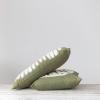 imageCreative CoOp Cotton Lumbar Pillow with Leaf Embroidery Green and CreamCover with Polyester Insert
