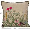 imageCreative CoOp Cotton Slub Flower Pillow with Embroidery Beads and Lace Trim Multicolor Square Multi