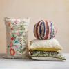 imageCreative CoOp Cotton Slub Flower Pillow with Embroidery Beads and Lace Trim Multicolor Square Multi