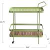 imageCreative CoOp IndoorOutdoor Metal and Acacia Wood 2Tier Bar Cart on Caster Wheels Green and Natural