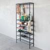 imageCreative CoOp Metal Mini Bar with Stemmed Glass Holder and Slatted Shelves Black
