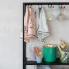 imageCreative CoOp Metal Mini Bar with Stemmed Glass Holder and Slatted Shelves Black