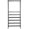 imageCreative CoOp Metal Mini Bar with Stemmed Glass Holder and Slatted Shelves Black