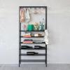 imageCreative CoOp Metal Mini Bar with Stemmed Glass Holder and Slatted Shelves Black