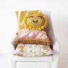 imageCreative CoOp Pink Cotton Punch Hook Pillow with Flower and Fringe Brown Natural Square
