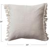 imageCreative CoOp Soft Cotton Pillow with Fringe White Square Natural