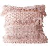imageCreative CoOp Square Pink Pillow with Fringe and Multiple Designs with Varied Textures