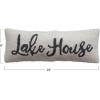 imageCreative CoOp Wool and Cotton Lake House Embroidery Cream and Navy Lumbar Pillow Ivory