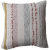 imageCreative CoOp Woven Cotton Blend Pillow with Stripes and Embroidery Multicolor Square Multi