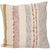 imageCreative CoOp Woven Cotton Blend Pillow with Stripes and Embroidery Multicolor Square Multi