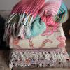 imageCreative CoOp Woven Recycled Cotton Blend Striped Tassels Multi Color Throw
